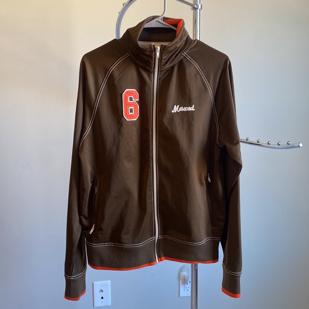Mens Maxed vintage Embroidered and Patch Sweater Zip up